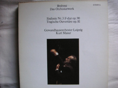 Brahms - Simfonia nr. 3 F-dur op. 90/ Uvertura tragica op. 81 ( Kurt Masur ) - VINIL foto