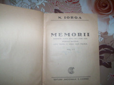 Memorii(volumul 1+2 colegate)-N.IORGA(cu semnatura in facsimil) foto