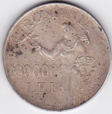 8) 100000 (100.000) lei 1946 argint 25 grame,0.700,necuratata cu patina originala,aproape necirculata foto