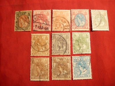 Serie Uzuale R.Wilhelmina 1899 ,Olanda ,10+1 val.stamp. foto