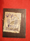 Timbru supratipar 1 Piastru pe 10 Kr.albastru Levant stamp.