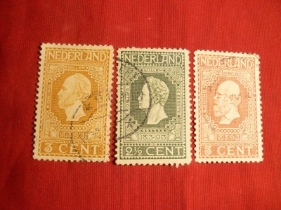Timbre : 2 1/2 C , 3 C , 5C- 1913 Olanda ,stamp. foto