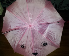 Umbrela roz desen pisicuta cu urechiuse, cu fluier la maner, noua foto