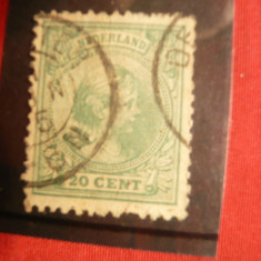 Timbru 20 C verde 1891 Olanda- R.Wilhelmina , stamp.