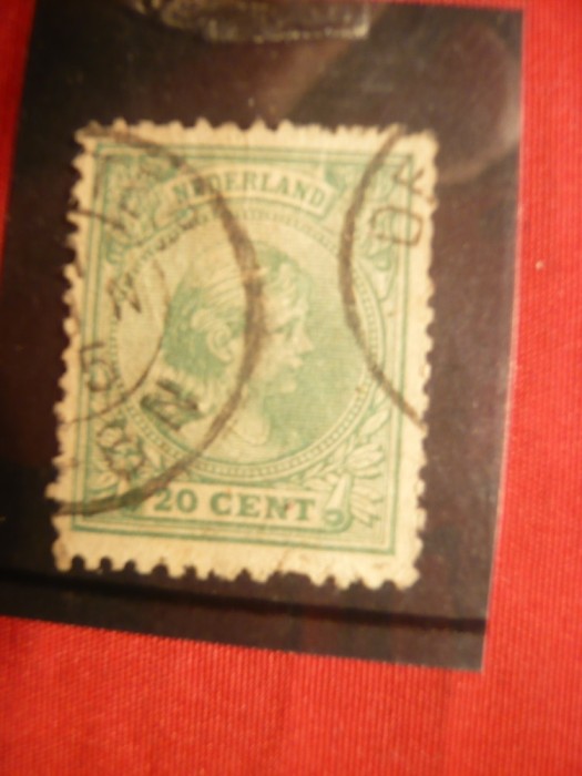 Timbru 20 C verde 1891 Olanda- R.Wilhelmina , stamp.