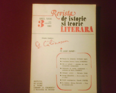 Revista de istorie si teorie literara XXXI nr.3 iulie-septembrie 1983 foto