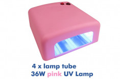 Lampa UV 36 W uscator unghii false cu gel UV pt Manichiura Pedichiura , lampa profesionala Roz cu timer Nou! foto