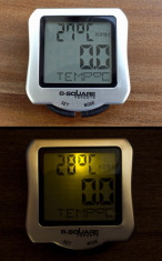 Computer Bicicleta (Vitezometru Odometru Termometru Cronometru Iluminare nocturna Consum caloric) - Ciclocomputer cu fir foto