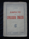 I. BOTEZ - ASPECTE DIN CIVILIZATIA ENGLEZA {prima editie, 1912}
