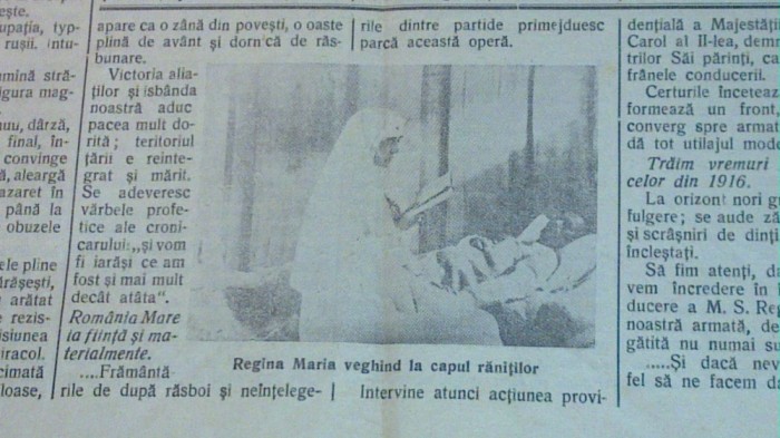 ziarul indrumarea valcei 15 august 1939-regina maria veghind la capul ranitilor