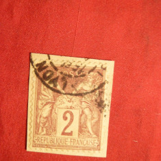 Timbru 2 C brun Alegorie 1877 Franta ,pe fragm. ,stamp.