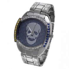 OFERTA UNICA! CEAS Geneva Gents Crystal Silver Tone Bracelet/Blue Dia foto