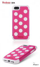 Husa spate 2 in 1 + Folie Fata Apple iPhone 5 5S TPU Polka Dot by Yoobao Originala Pink foto