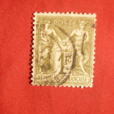 Timbru 1Franc oliv 1884 tip I ,Franta , stamp.
