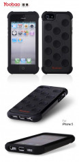 Husa spate 2 in 1 + Folie Fata Apple iPhone 5 5S TPU Polka Dot by Yoobao Originala Black foto