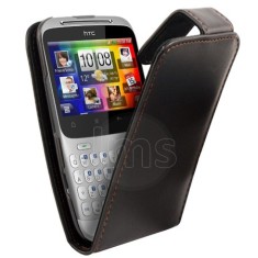 Toc/Etui Piele Eco+Folie Protectie Ecran-Negru-HTC ChaCha cha cha - foto