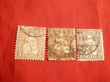 Set 3 Timbre 5 C 1862 ,Elvetia , stamp.-var. de culoare