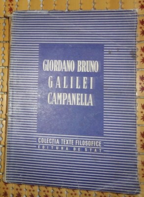 Bruno Galilei Campanella TEXTE ALESE Ed. de stat pt. lit. st. si didactica 1951 foto