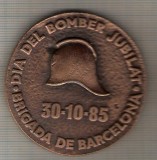 C15 Medalie ziua pompierilor din Brigada Barcelona -30.10.1985-Spania - marime circa 56 mm -greutate aprox. 78 gr -starea care se vede, Europa