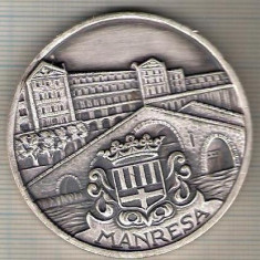 C05 Medalie Manresa -1976 -Turneul Amicii ,,Trei seturi"(tenis?)Spania- marime circa 50 mm -greutate aprox. 67 gr-starea care se vede