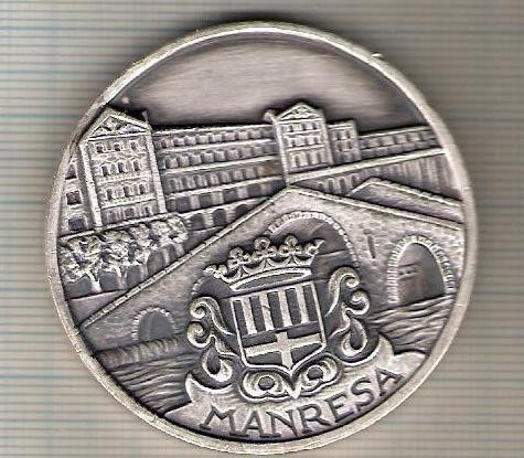 C05 Medalie Manresa -1976 -Turneul Amicii ,,Trei seturi&quot;(tenis?)Spania- marime circa 50 mm -greutate aprox. 67 gr-starea care se vede