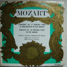 W. A. Mozart -Concert Nr. 17 pentru pian / Sonata Nr. 10 pentru pian - (dirijor Carlo Zecchi, solist Fausto Zadra ) - VINIL