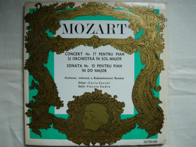 W. A. Mozart -Concert Nr. 17 pentru pian / Sonata Nr. 10 pentru pian - (dirijor Carlo Zecchi, solist Fausto Zadra ) - VINIL foto