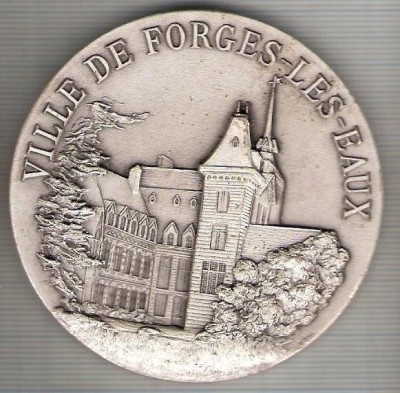C23 Medalie VILLE DE FORGES - LES - EAUX -Franta - marime circa 68 mm -greutate aprox. 150 gr -starea care se vede foto