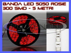 ROLA BANDA 300 LED - LEDURI SMD 5050 ROSU (ROSIE, ROSI) - 5 METRI, IMPERMEABILA (WATERPROOF), FLEXIBILA foto
