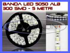 ROLA BANDA 300 LED - LEDURI SMD 5050 ALB (ALBA, ALBE) - 5 METRI, IMPERMEABILA (WATERPROOF), FLEXIBILA foto