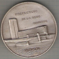 C25 Medalie Prefectura Senei-Maritime -Rouen(harta)1965 -Franta - marime circa 67 mm -greutate aprox.147 gr -starea care se vede