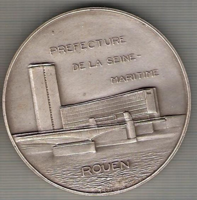 C25 Medalie Prefectura Senei-Maritime -Rouen(harta)1965 -Franta - marime circa 67 mm -greutate aprox.147 gr -starea care se vede foto