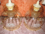 77A-Lampadare pereche din sticla plasticata in forma de clopotei.