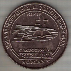C57 Medalie -1991 -Anul International al Bibliei in Romania -marime circa 59 mm -greutate aprox. 24 gr -starea care se ved