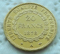 Franta - 20 franci (francs) 1878 A (Paris) - 6.45 grame aur foto