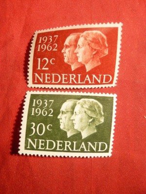 Serie Nunta Argint R.Iuliana 1962 Olanda , 2 val. foto