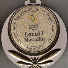 C110 Medalie BASCHET -Locul I Masculin Juniori -cu panglica tricolora -marime circa 70x77 mm -greutate aprox. 49 gr -starea care se vede