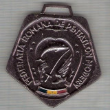 C105 Medalie Federatia Romana de Pentatlon Modern (Locul III ?) -Juniori 1983-marime circa 60x64 mm -greutate aprox.22 gr -starea care se vede