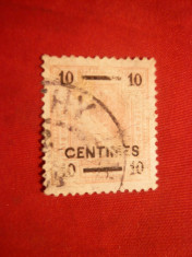 Timbru 10 Haleri 1908 rosu ,supratipar10 C ,Creta ,Fr.Josef ,stamp. foto