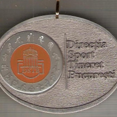 C122 Medalie Directia Sport Tineret Bucuresti -panglica gri -marime circa 58x77 mm -greutate aprox. 58 gr -starea care se vede
