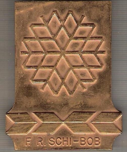 C151 Medalie(placheta) -F.R. SCHI -BOB -marime circa 75x59 mm-greutate aprox. 124 gr total- starea care se vede