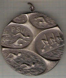C153 Medalie NATATIE -Camp. Balcanice de Juniori -Liublijana 1975 -marime circa 55x60 mm -greutate aprox. 69 gr total- starea care se vede