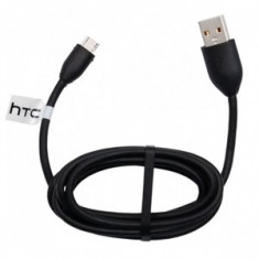 CABLU DE DATE HTC DESIRE 500 ORIGINAL NOU CULOARE NEAGRA MUFA microUSB SI CABLU INCARCARE PENTRU INCARCATOR foto