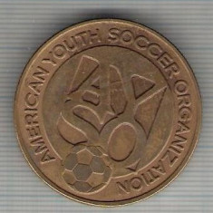 C159 Medalie Asociatia Americana de Fotbal (America Youth Soccer Organization) -marime circa 38 mm -greutate aprox. 27 gr -starea care se vede