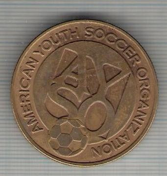 C159 Medalie Asociatia Americana de Fotbal (America Youth Soccer Organization) -marime circa 38 mm -greutate aprox. 27 gr -starea care se vede foto