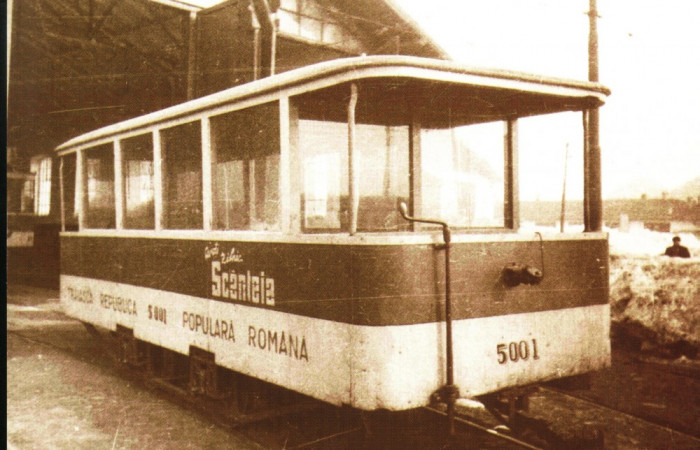 Carte postala ilustrata Remorca V51 de tramvai construita la uzinele 23 August-1950