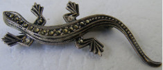 Brosa veche din argint salamandra - de colectie foto