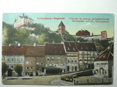 SCHASSBURG - SEGESVAR - PIATA SI GIMNAZIUL - INCEPUTUL ANILOR 1900 foto