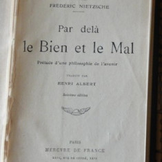 Fr. Nietzsche Par Dela Le Bien Et Le Mal Mercure de France 1917 legata