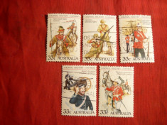 Serie - Uniforme Militare Istorice 1985 Australia , 5 val. stamp. foto